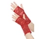 thumbnail image 4 of INSPIRAR CHIC Guantes sin dedos de lentejuelas brillantes para mujeres, cubre muñecas, mangas para fiestas disco, rojos, 4 of 6