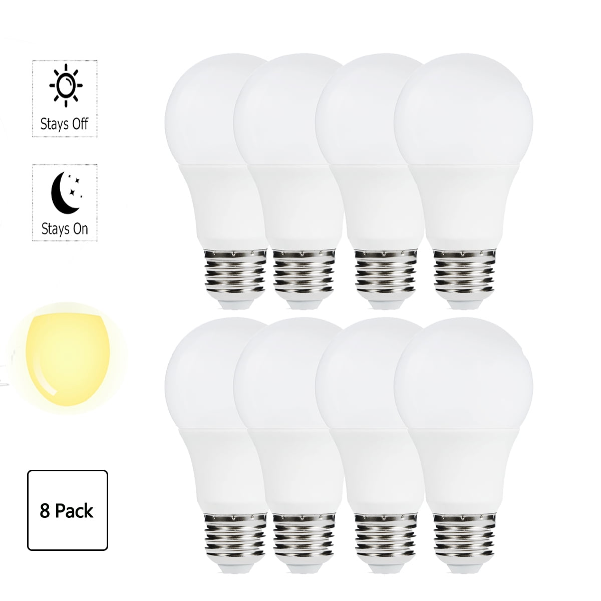 A19 Dusk to Dawn LED Bulbs, E26 Base, Soft White 2700K, 40W Equivalent