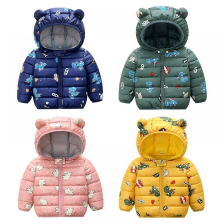 

SYNPOS Toddler Baby Boys Girls Winter Coats Kids Warm Hoods Light Puffer Down Jacket Outwear For 1-5 Years