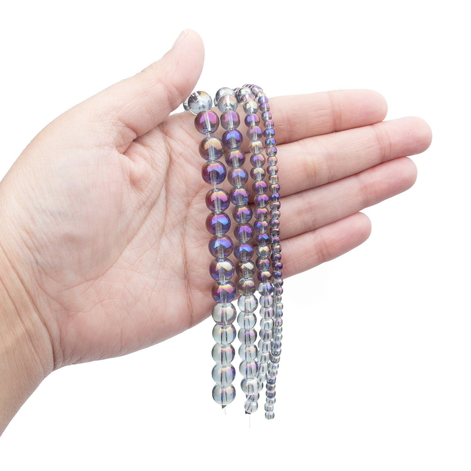 CousinDIY Purple AB Round Glass Bead Strands, 4 Sizes, 7.5 inch, 120 Piece, Unisex, Model# 69992003