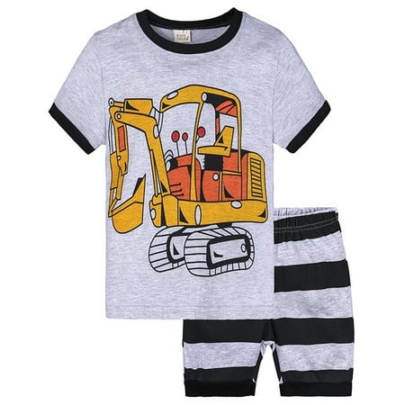 

EHTMSAK Toddler Baby Children Boy Summer Short Sleeve Cartoon Print T Shirts and Shorts Set Outfits Clothing Set Yellow 1Y-7Y 4