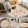 thumbnail image 5 of Round Area Rug 4 Ft, Orange Yellow Botanical Washable Non-Slip Circle Carpet for Living Room/Bedroom, Rustic Country Spring Floral Summer Leaf Low-Profile Crawling Mats Collection Rugs for Indoor, 5 of 8