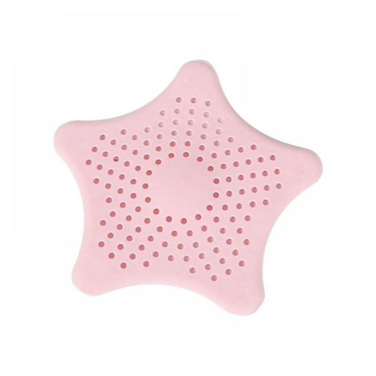Tinker Shower Drain Hair Catcher Hair Stopper for Bathroom Bathtub and Kitchen, Rubber Sink Strainer ,Hexagonal Starfish Shaped, Size: 1pcs, Pink