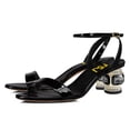 thumbnail image 2 of FSJ Women Open Round Toe Patent Leather Sandals Strappy Ankle Strap Mid Crystal Heels Fashion Party Dressy Work Shoes Size 8 Black, 2 of 5
