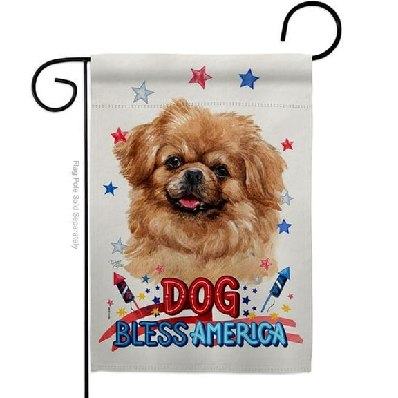 Breeze Decor G120191-BO Patriotic Tibetan Spaniel Animals Dog 13 x 18.5 in. Double-Sided Decorative Vertical Garden Flags for House Decoration Banner Yard Gift