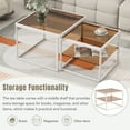thumbnail image 4 of Tensun White+Brown Nested Coffee Table Set - High-Low Combination Design, Set of 2 with Tempered Glass, Metal Frame, Anti-Slip Foot Pads, Ideal for Living Room, 4 of 5