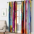 thumbnail image 2 of Abstract Blackout Curtains Colorful Wooden Design Rainbow Vertical Planks Pattern Window Drapes Decor For Bedroom Living Room Grommet Top Room Darkening Curtains 26"W x 54"L (Pack of 2), 2 of 6