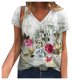 thumbnail image 4 of ICHUANYI Clearance Fashion Woman Causal V-Neck Printing Blouse Short Sleeve T-Shirt Summer Tops(White, M) ICHUANYI WER2023081016514, 4 of 5