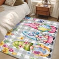 thumbnail image 5 of Easter Gnomes 3'x5' Washable Rug, Spring Floral Eggs Flowers Butterflies Gray Plaid Non-Slip Area Rugs for Entryway Kitchen Classroom, StainResistant Dorm Throw Carpet, Low Pile Soft Indoor Floor Mat, 5 of 9