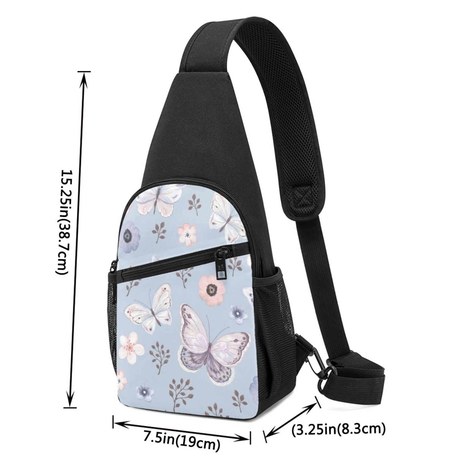 Xecao's Blue Butterfly Print Sling Bag: A Versatile Chest, Shoulder, and Crossbody Backpack for Casual Days Out, Perfect for Both Men and Women