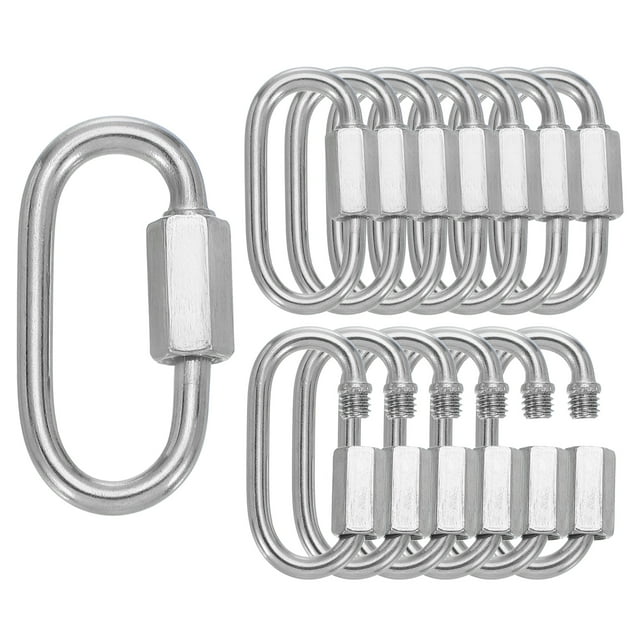 Uxcell M4 1.6" 304 Stainless Steel Quick Link Chain Connector, D Ring Chain Hooks 500 LBS Capacity 15 Pcs