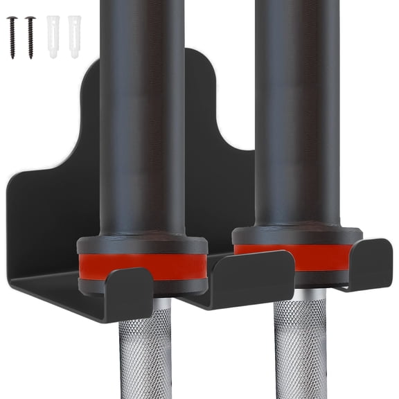 Wall Mounted Barbell Hanger Carbon Steel Vertical Gym Bar Storage Rack Space Saving Barbell Holder Organizer with 2 Slot for Gym Home