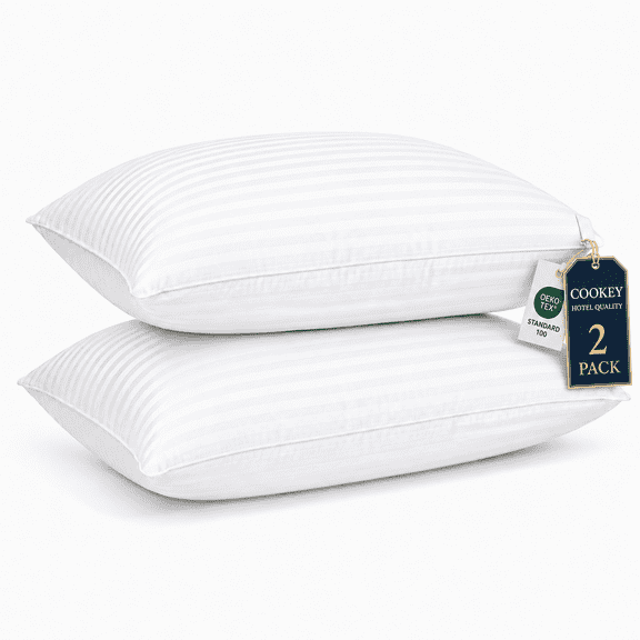 COOKEY Pillow for Bed Queen Size Set of 2 ,Down Alternative Pillows for Sleeping 20x30inch, Luxury Hotel Pillow for Back,Stomach or Side Sleeper