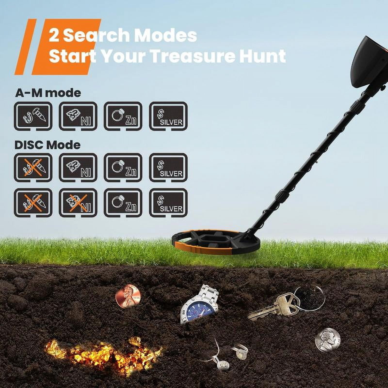 Longqi Waterproof Metal Detector for Adults & Kids, with High Accuracy Lightweight 8" Search Coil, All Metal & Disc Modes