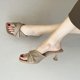 thumbnail image 3 of Zapatos de tacón alto con correa cruzada de cuero PU para mujer, sandalias sin cordones con punta abierta elegantes Retro de verano para fiesta, 3 of 8