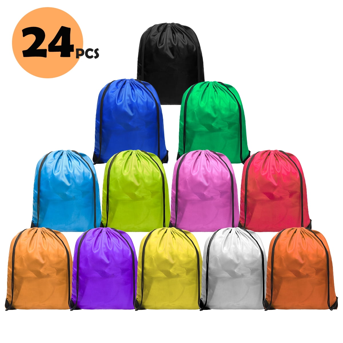 Variety of Colors! X-Large, Purple 3 Pack Nylon Drawstring Backpacks Sackpack Tote Cinch Gym Bag 