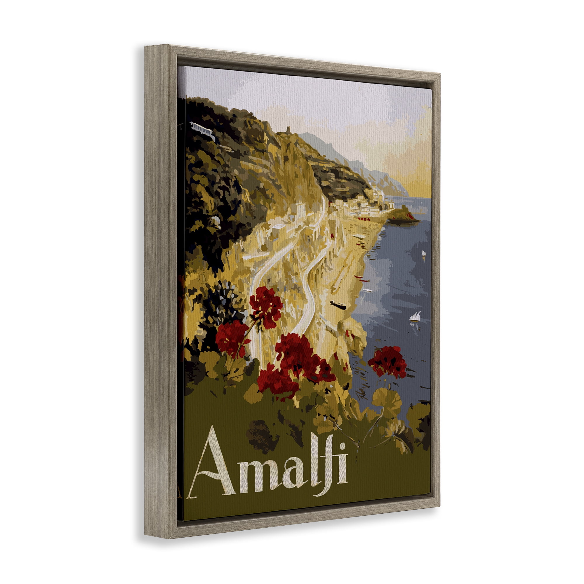 Stupell Industries Picturesque Amalfi Coast Brown Framed Floater Canvas Wall Art, design by Lil' Rue