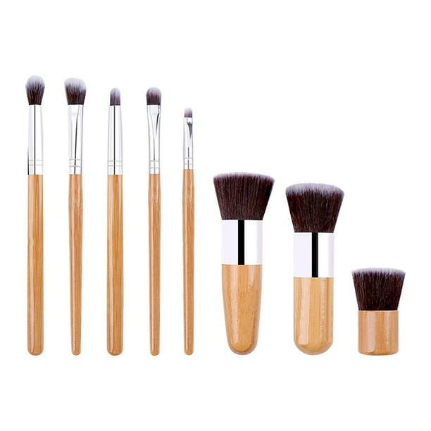 Set de brochas de maquillaje HUOGUO 11 Bamboo con bolsa de fibra sintética