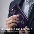 thumbnail image 4 of for iPhone 16 Pro Case with Stand, Magnetic Rugged Military Grade Shockproof Portective Case Compatible with MagSafe Wireless Charger&Magnetic Car Mount Holder For iPhone 16 Pro,Purple, 4 of 10