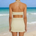thumbnail image 5 of Maternity Women Bikini Set Bathing Suit Solid Color Sleeveless Swimsuit Adjustable Straps Print Two Piece With Briefs For Beach Pool,Beige,SIZE XL, 5 of 8