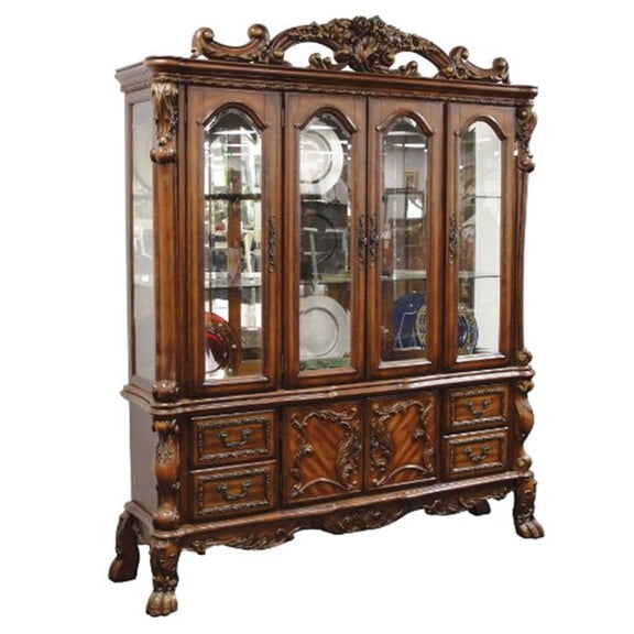 ACME Dresden 4-Door Hutch and Buffet with 4 Drawers in Cherry Oak