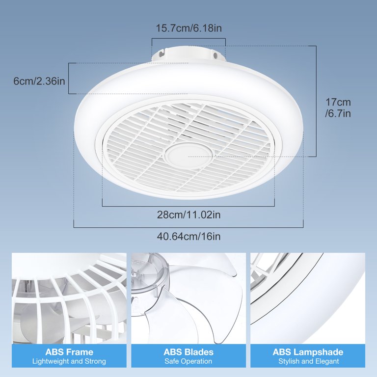 TCFUNDY Low Profile Ceiling Fan With Light - 16 LED RGB, 6 Speeds, App/Remote/Voice Control