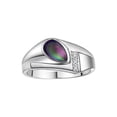 thumbnail image 1 of RYLOS Men's Rings Sterling Silver Ring - Timeless Pear Shape Cabochone Gemstone & Diamonds - Tear Drop Cabochon Alexandrite Rings For Men  Size 9, 1 of 6