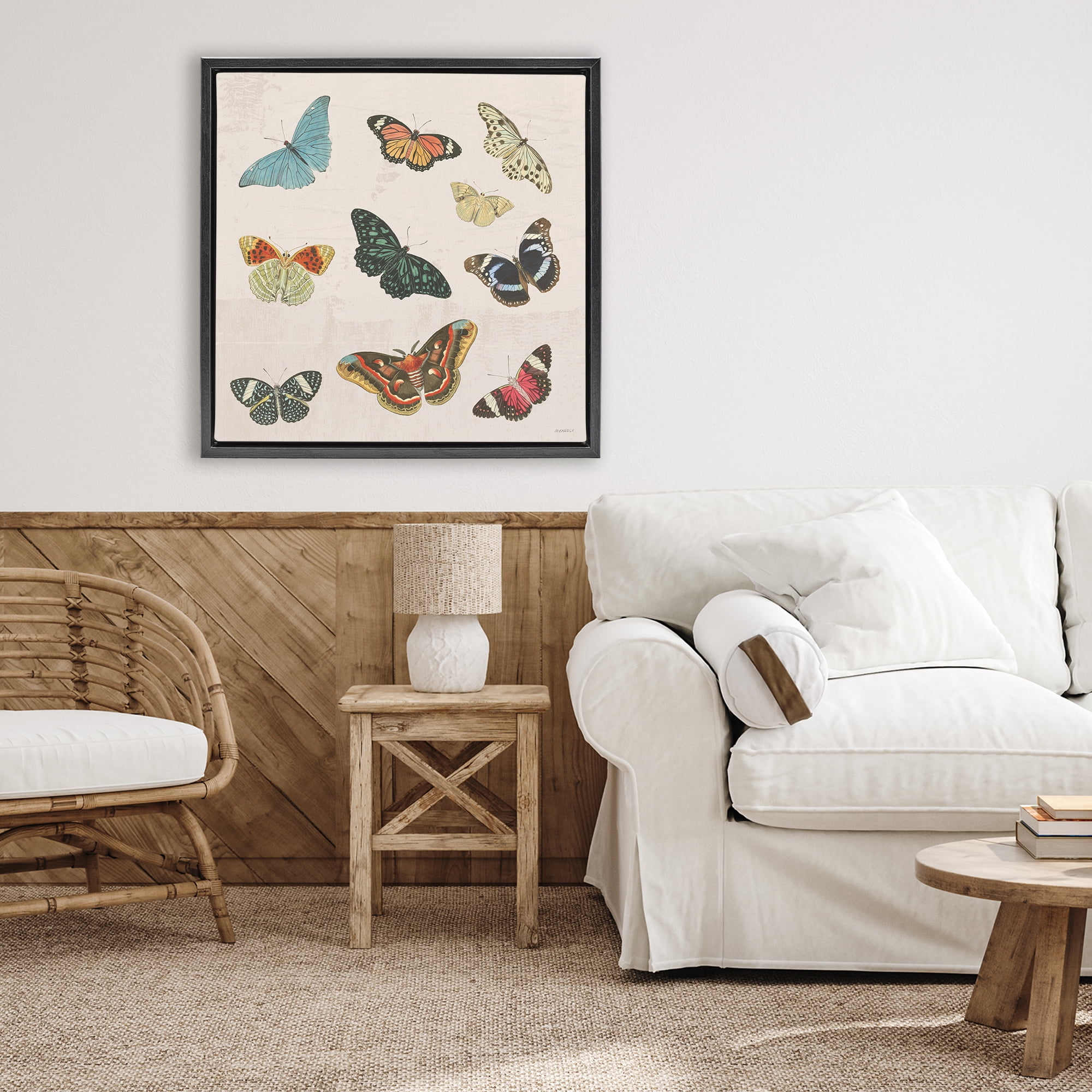 Stupell Industries Vintage Butterfly Flight Black Framed Floater Canvas Wall Art, design by Dan Meneely