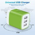 thumbnail image 4 of USB Charger Block,FiveBox USB Wall Charger Block with 3PACK Android Type C USB C Charging Cables 6ft 3.1A Three Port USB Wall Charger Adapter USB Brick Phone Charger Plug Fast Charging Block(Green), 4 of 8