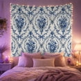 thumbnail image 2 of Blue and White Floral Urn Pattern on Solid White Background Romantic Vintage for Art Lovers Botanical Wall Decor Housewarming Gift Tapestry Wall Hanging for Living Room and Bedroom, 2 of 7