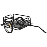 Aosom Bike Cargo Trailer for Hefty Loads, Foldable Compact Storage, Heavy-Duty, Bike Wagon Bike Trailer Bicycle Cargo Trailer Bike Attachment, Black