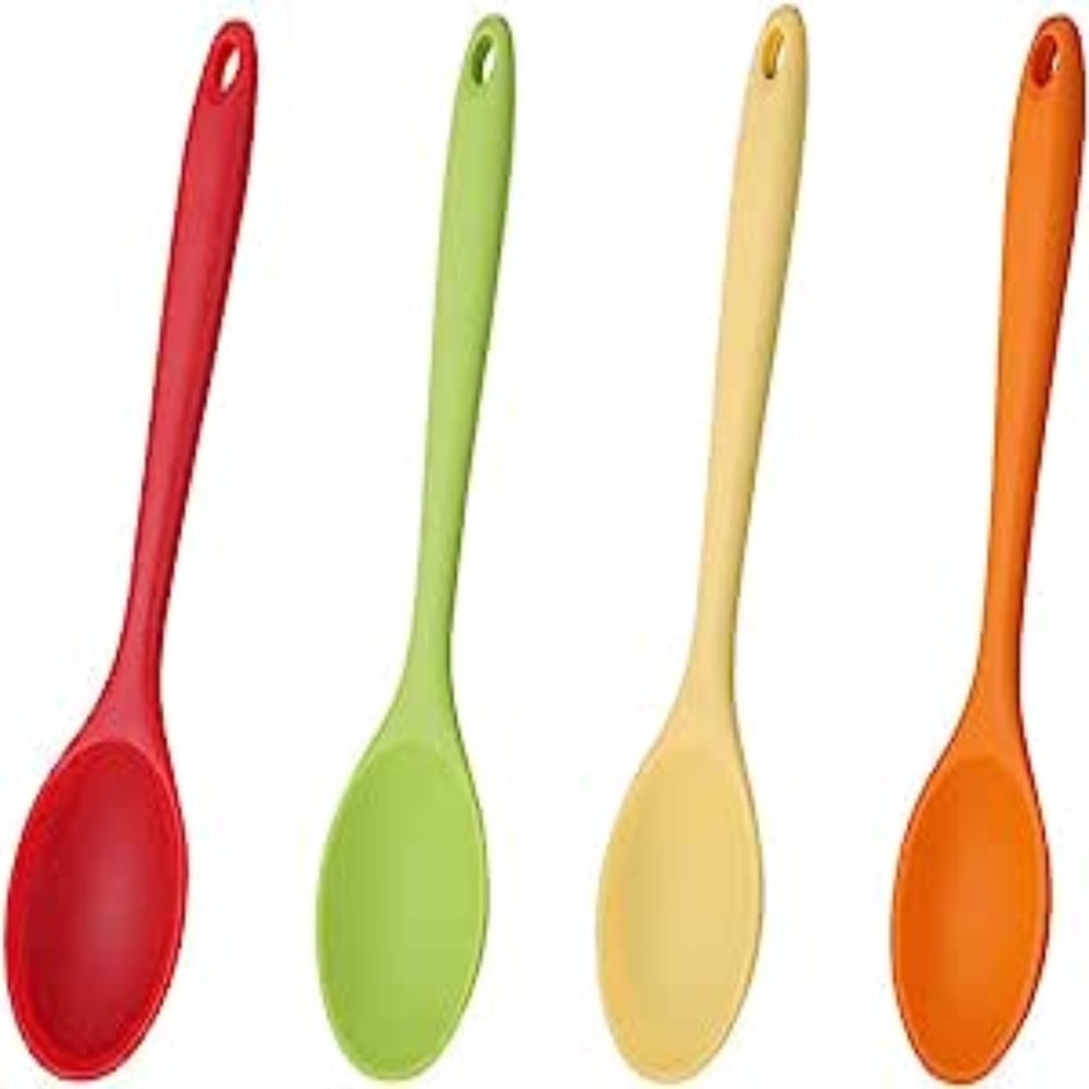 PEACNNG 4 Pieces Silicone Spoons for Cooking, Large Silicone Mixing