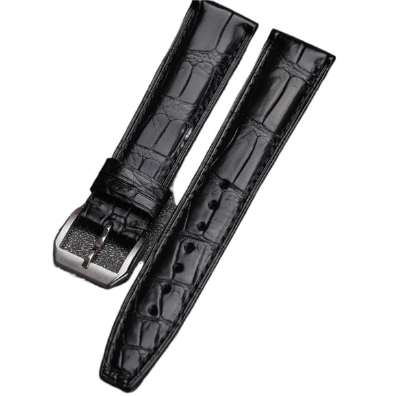 WANGQ Crocodile Leather Strap, Black 20MM 21MM 22MM Black American Crocodile Leather Strap, Retro Style Suitable For Men