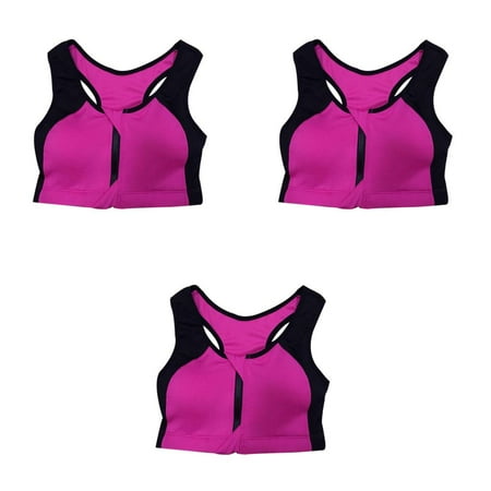 

3pcs Wirefree Padded Sports Bra Women Girl Zipper Push Up Underwear Brassiere