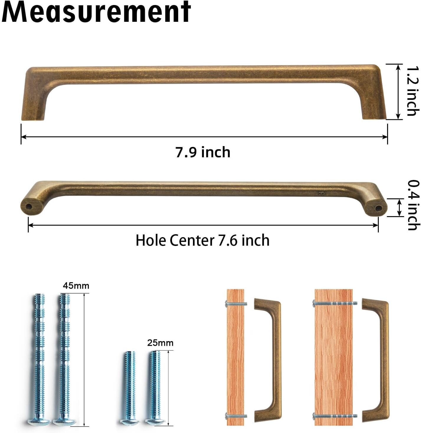 Goo-Ki 12 Pack 7.6"(192mm)Hole Centers Vintage Antique Brass Cabinet Pulls Decorations Cabinet Handle Hardware for Bedroom, Kitchen