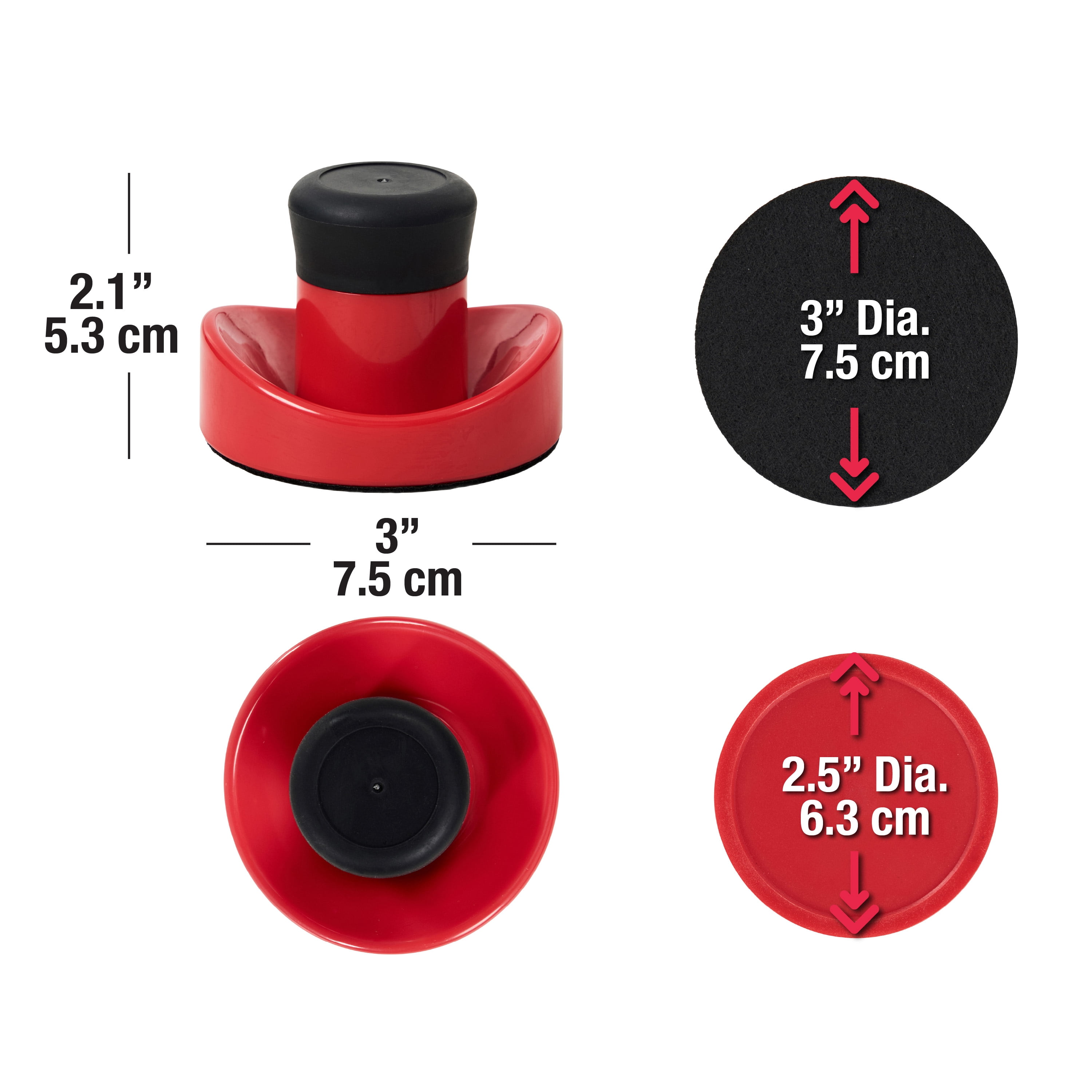 Air Hockey Accessories Set 4 Pushers, 8 Pucks, 8 Pads, Fits 60 to 72 in Tables, Red and Black by MD Sports