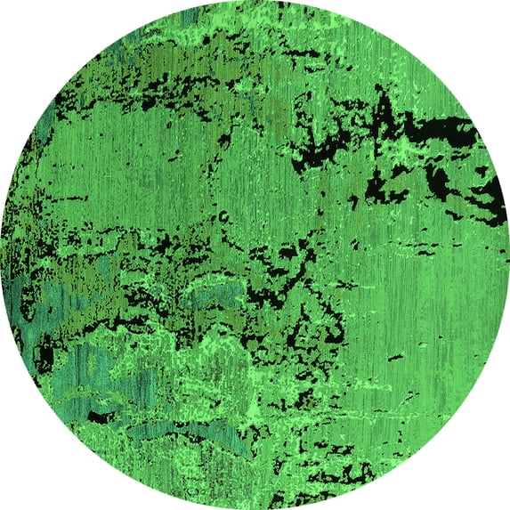 Ahgly Company Indoor Round Oriental Green Industrial Area Rugs, 4' Round