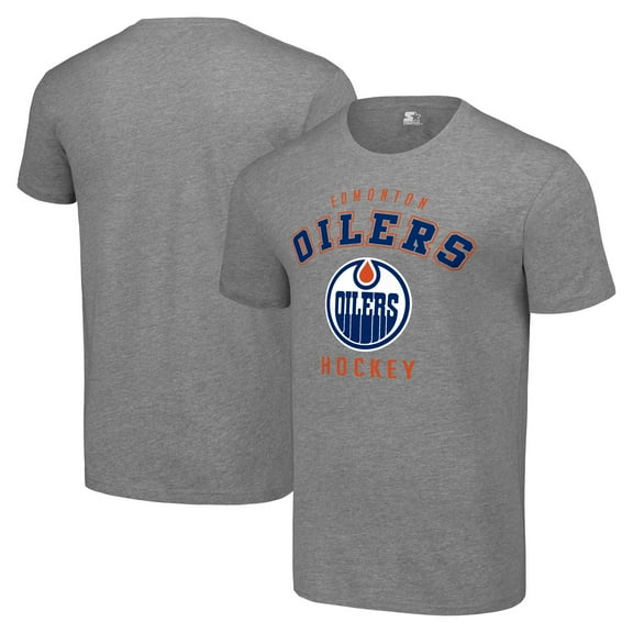 Men's Starter Heather Gray Edmonton Oilers Logo T-Shirt
