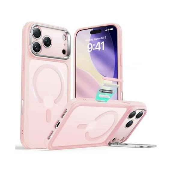 1997 for iPhone 17 Pro Case with Stand, Camera Control Cover Compatible with MagSafe, Military-Grade Drop Protection Magnetic Phone Case for iPhone 17 Pro, Frosted Bubblegum Pink