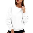 thumbnail image 3 of Zorvxlyn Womens Sweatshirt Drop Shoulder Long Sleeve Oversized Crew Neck Sweatshirt Women Fall Winter Solid Color Oversized Pullover for Women White S, 3 of 7
