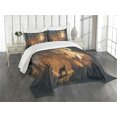 thumbnail image 3 of Ambesonne Occult Quilted Bedspread Set 3 Pcs, Lost Dog in Forest Art, King Size, Orange Brown, 3 of 5