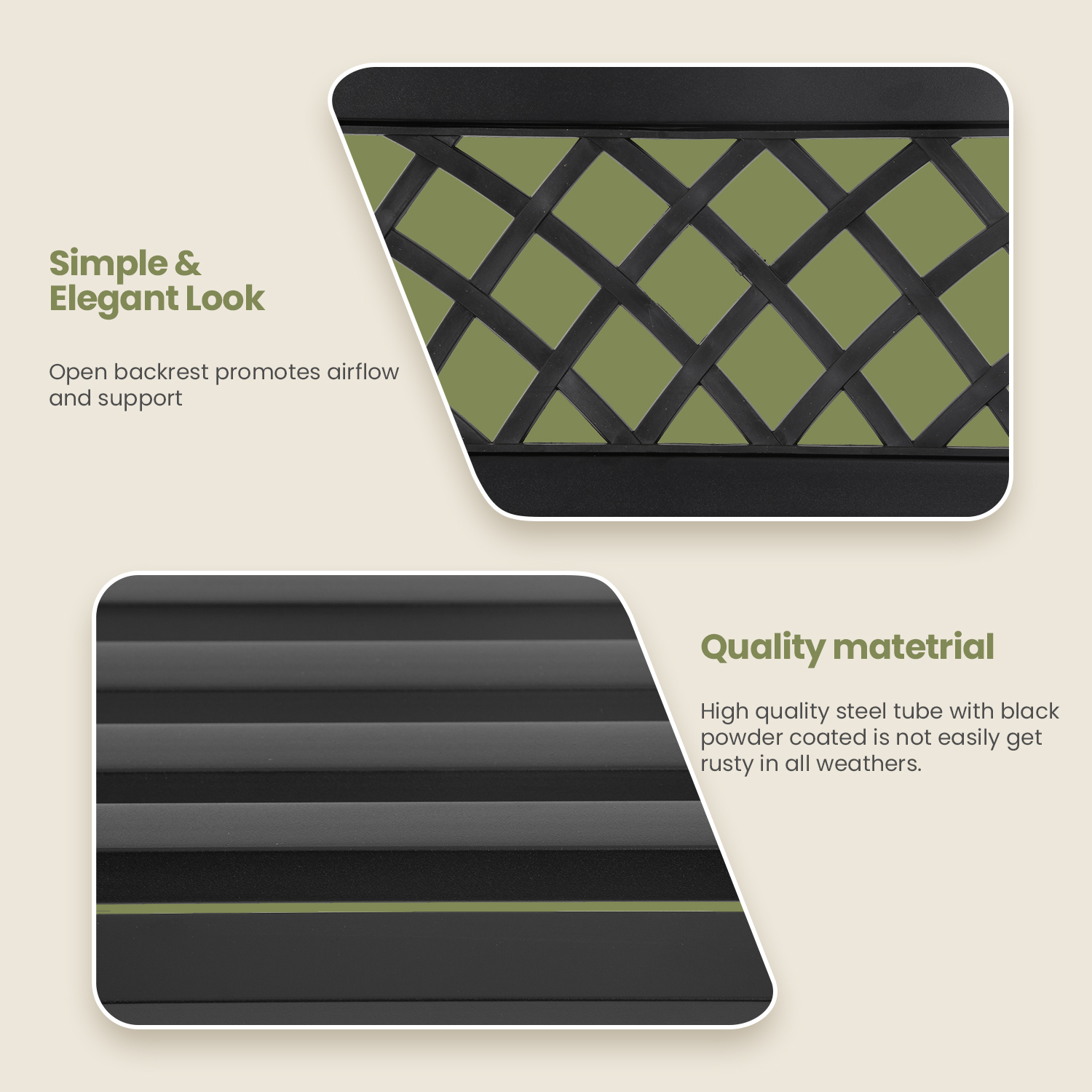 Buy YRLLENSDAN 45.5in Black Outdoor Bench Metal Garden Bench for