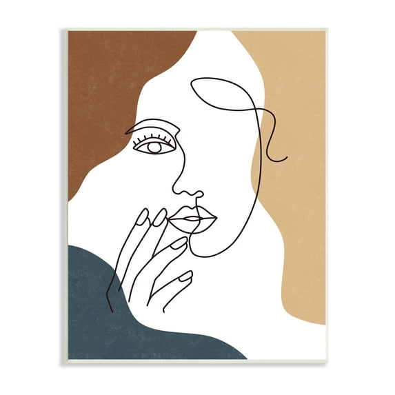 Stupell Industries Female Portrait Line Drawing Between Abstract Shapes, 13 x 19, Designed by JJ Design House LLC
