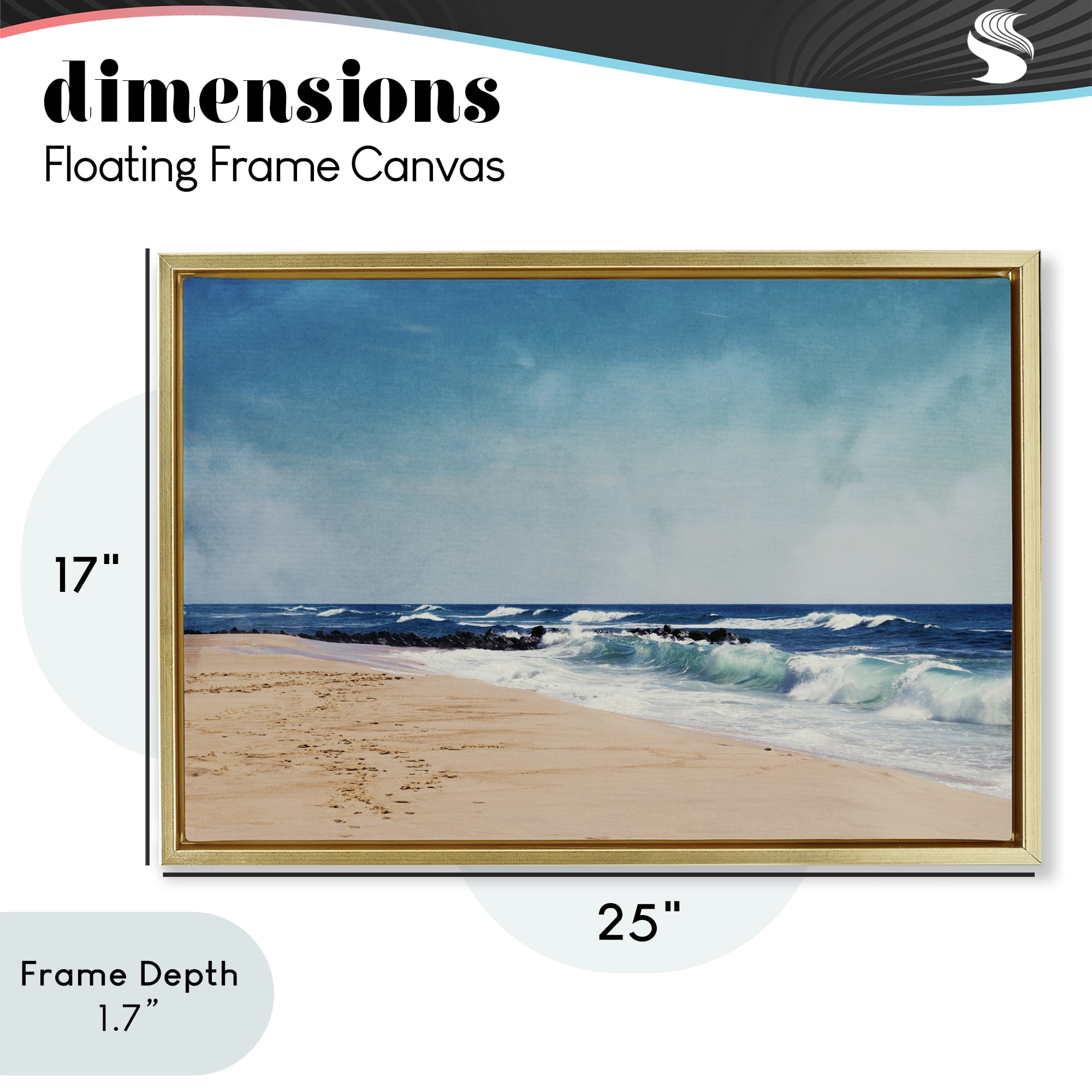 Stupell Industries Atlantic Waves Shoreline Gold Framed Floater Canvas Wall Art, design by Dirk Wüstenhagen