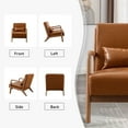 thumbnail image 4 of Ebello Accent Chair Mid Century Modern Arm Chair, PU Leather Reading Armchair for Bedroom Living Room Office, Camel, 4 of 7