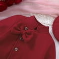 thumbnail image 6 of GJSYRH Baby Girls Dress Sets 3 Piece Toddler Elegant Bowknot Stand Collar Long Sleeve Jackets Elastic Waist Mini Skirt Hat Red 2-3 Years, 6 of 9