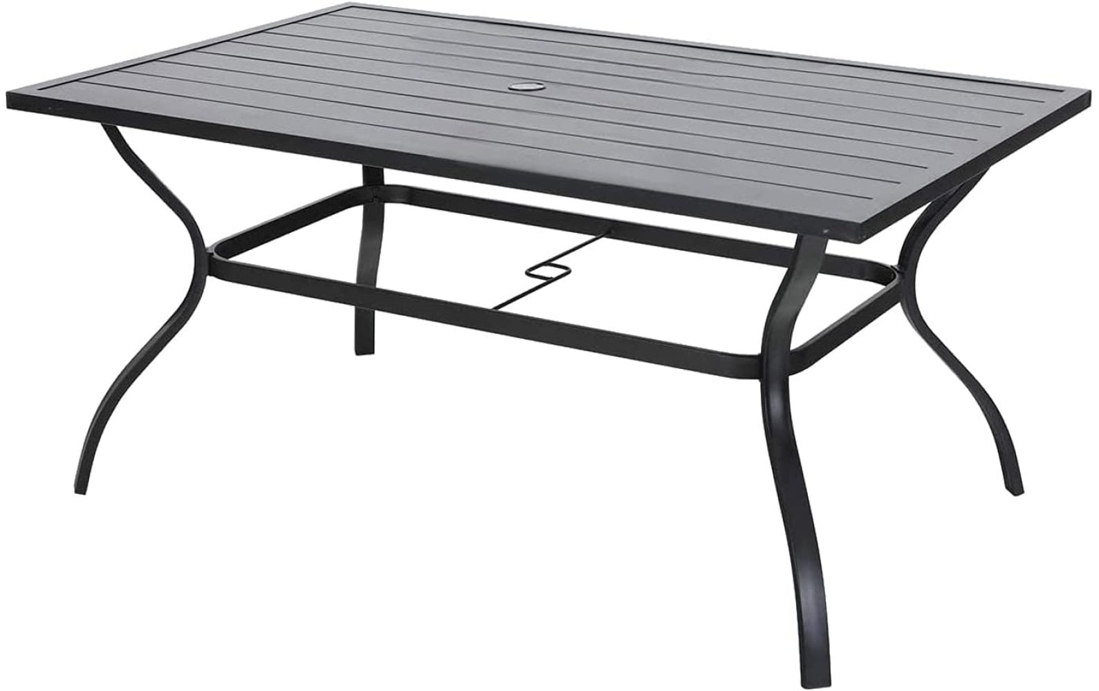 Metal Steel Frame Rectangle Table with Adjustable Umbrella Hole VICLLAX Patio Dining Table Outdoor Dining Table for 6 