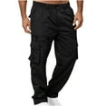 thumbnail image 2 of WAENQINLA Cargo Pants for Men Solid Casual Multiple Pockets Outdoor Straight Type Fitness Pants Elastic Waist Zipper Button Trousers, 2 of 6