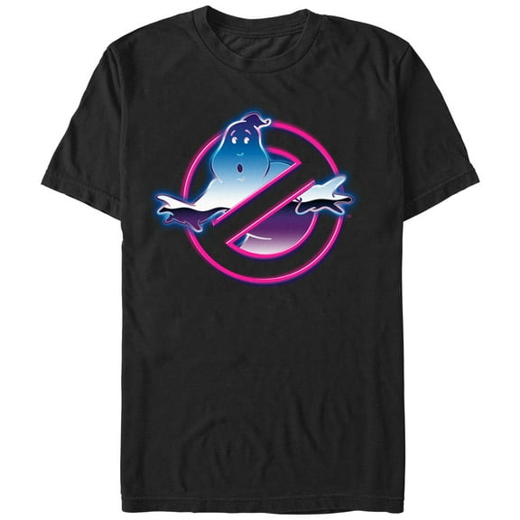 Men's Ghostbusters Neon Ghost Logo  Graphic Tee Black 2X Large