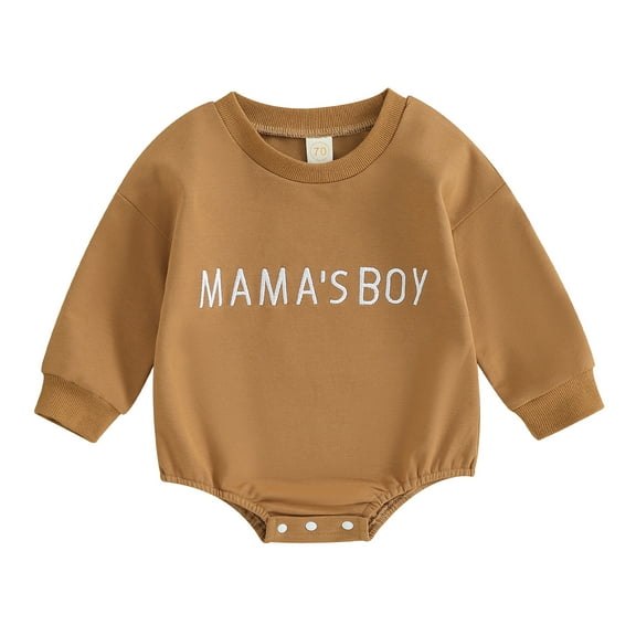 Infant Baby Boy Sweatshirt Jumpsuit 3 6 12 18M Letter Embroidery Round Neck Long Sleeve Romper Toddler Clothes